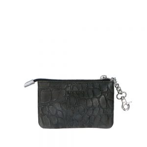 LouLou Essentiels Vintage Croco Silver Sleuteltasje Black