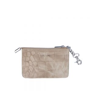 LouLou Essentiels Vintage Croco Silver Sleuteltasje Taupe
