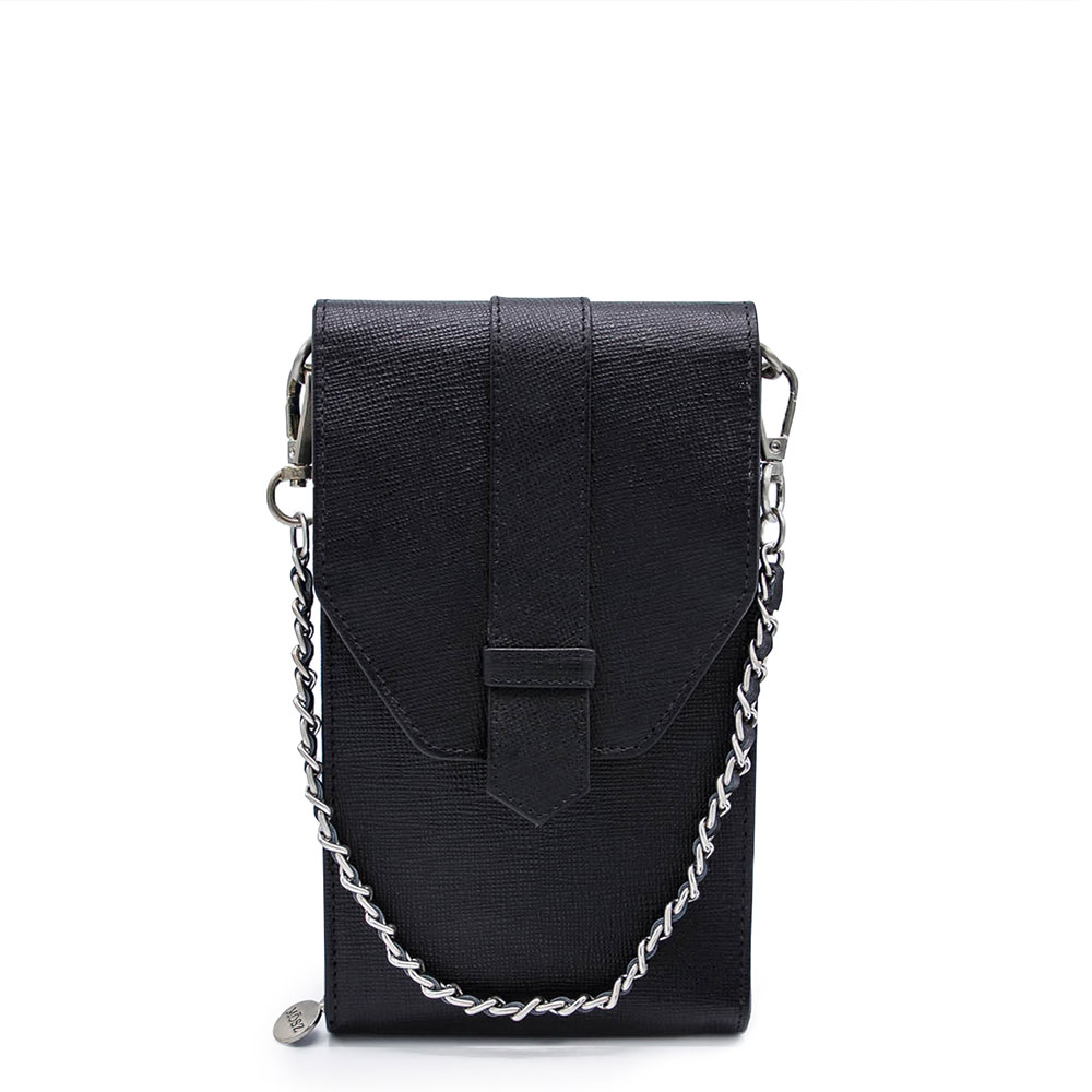 MOSZ Phonebag Schoudertas Saffiano Black MOSZ Phonebag Schoudertas Saffiano Black