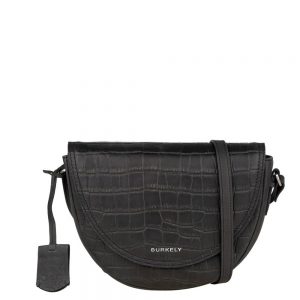 Burkely Croco Caia Crossover L Halfmoon Schoudertas Black