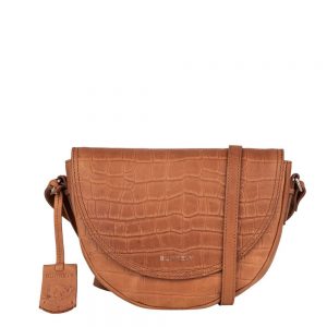Burkely Croco Caia Crossover L Halfmoon Schoudertas Cognac