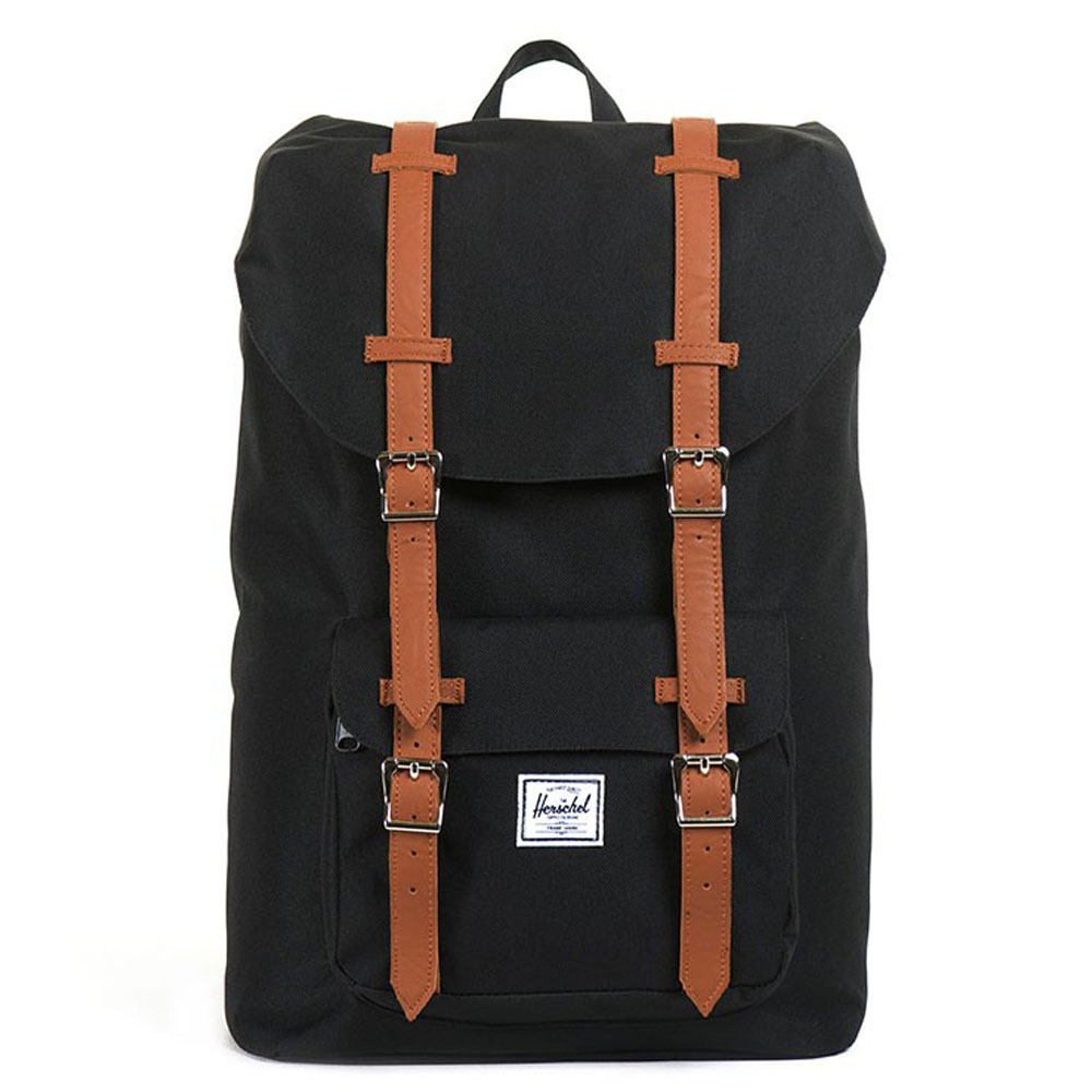 Herschel Little America Mid Volume Rugzak Black/Tan PU Herschel Little America Mid Volume Rugzak Black/Tan PU
