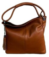 cognac leren schoudertas Merissa