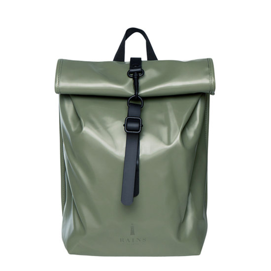 Veganbags Rains Roll Top Mini Backpack Shiny Olive Veganbags Rains Roll Top Mini Backpack Shiny Olive