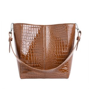 Veganbags Hvisk Casset Medium Croco Brown