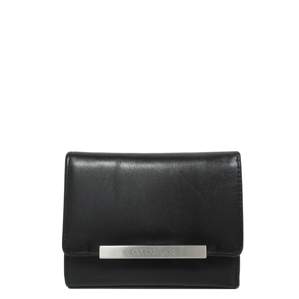 Claudio Ferrici Tri-Fold Portemonnee Black Claudio Ferrici Tri-Fold Portemonnee Black