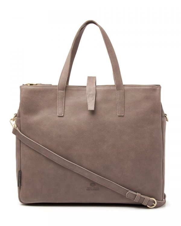 Fred de la Bretoniere Handtas structuurleer taupe