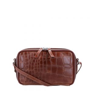 LouLou Essentiels Vintage Croco Silver Camera Bag Cognac