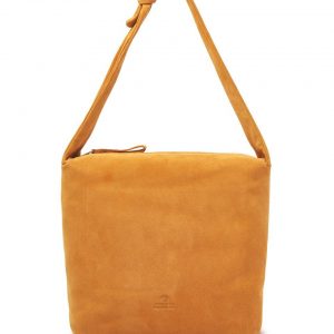 Fred de la Bretoniere Schoudertas suede licht cognac