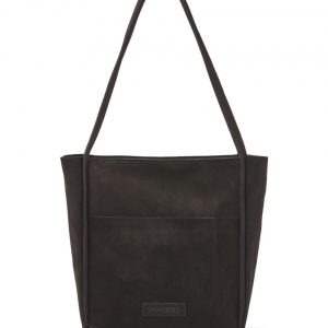 Shabbies Schoudertas geschuurd leer zwart