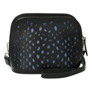 Fred de la Bretoniere Zwarte crossbody tas geperforeerd slangenprint