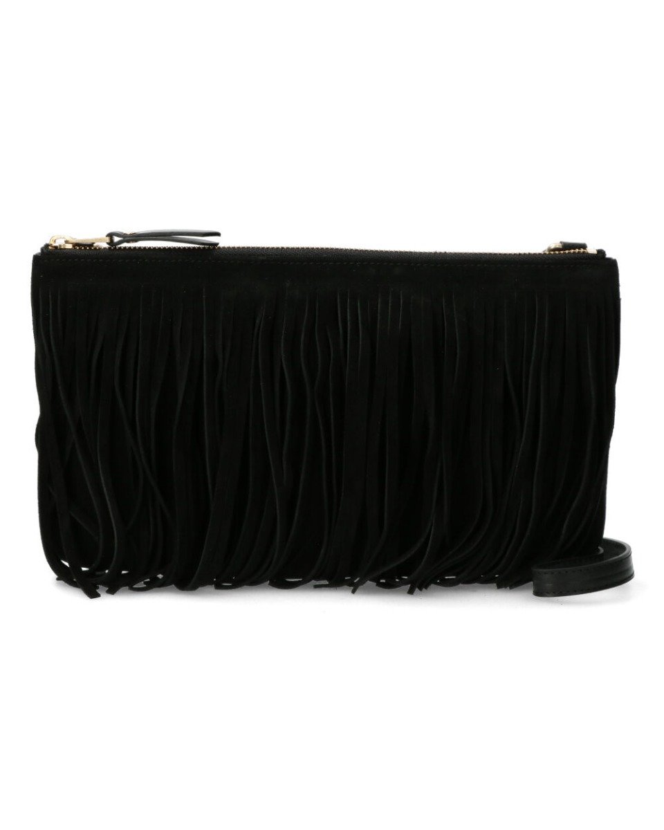 Fred de la Bretoniere Zwarte crossbody tas met franjes Fred de la Bretoniere Zwarte crossbody tas met franjes