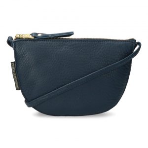Fred de la Bretoniere Kleine crossbodytas glad leer denim blauw