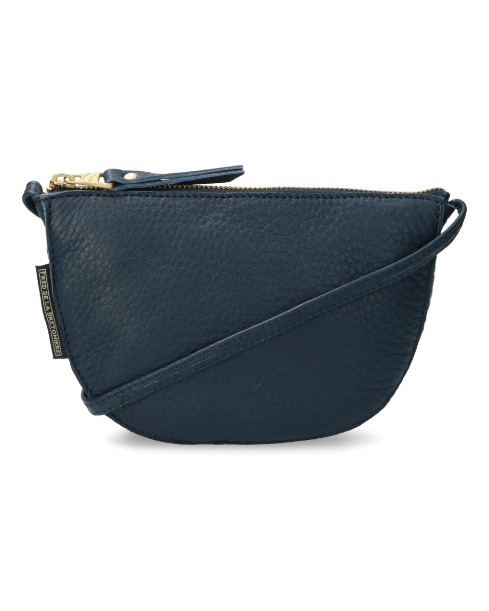 Fred de la Bretoniere Kleine crossbodytas glad leer denim blauw Fred de la Bretoniere Kleine crossbodytas glad leer denim blauw