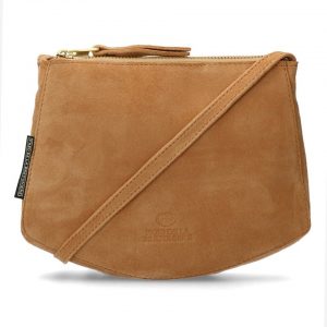 Fred de la Bretoniere Kleine crossbodytas suède lichtbruin