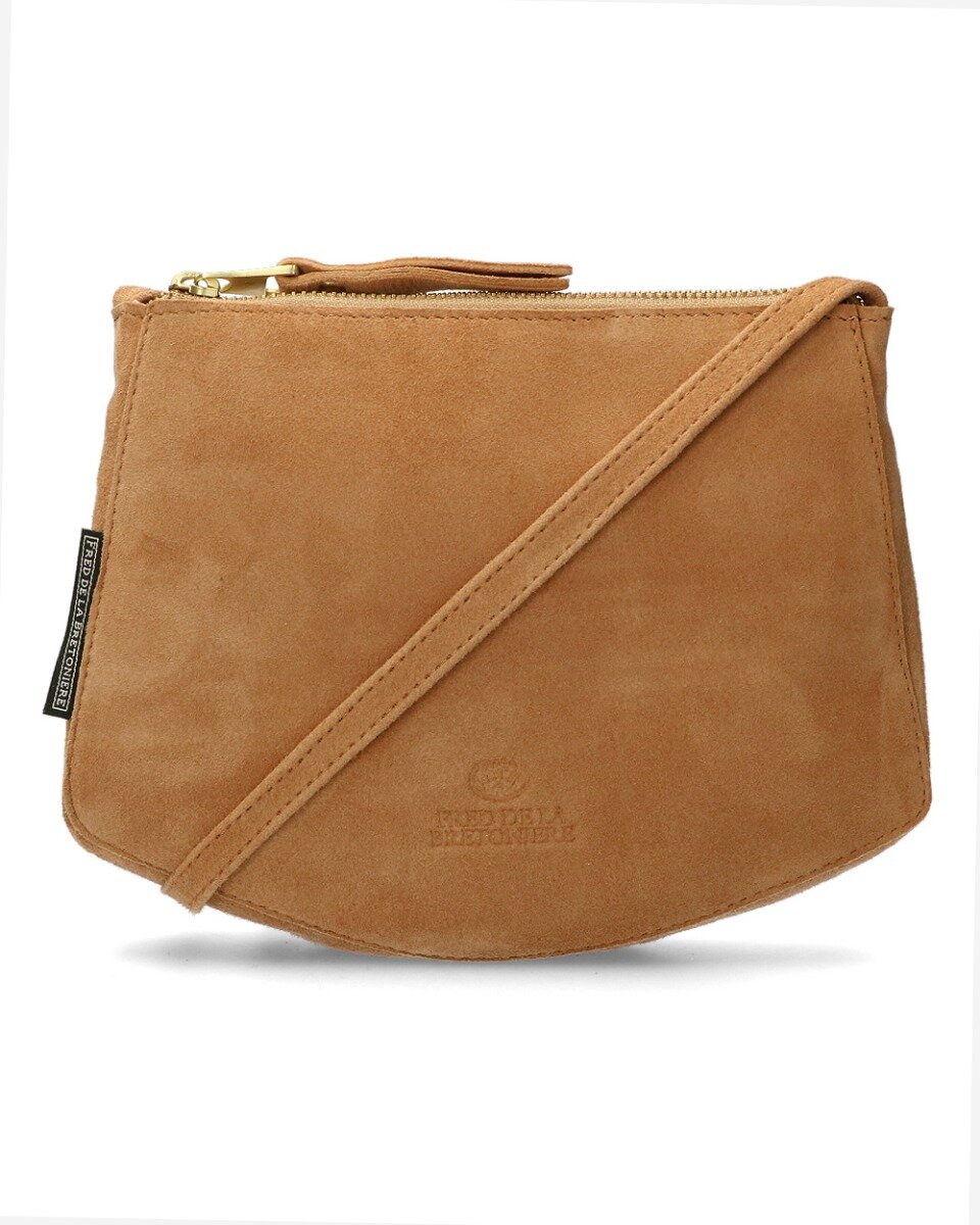 Fred de la Bretoniere Kleine crossbodytas suède lichtbruin Fred de la Bretoniere Kleine crossbodytas suède lichtbruin