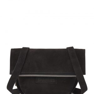 Shabbies Kleine crossbodytas geschuurd leer zwart