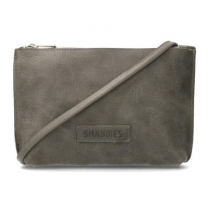 Shabbies Schoudertas leer grijs