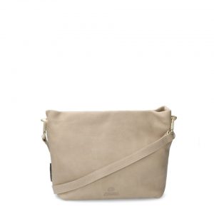 Fred de la Bretoniere Lichtgrijze crossbody tas structuurleer