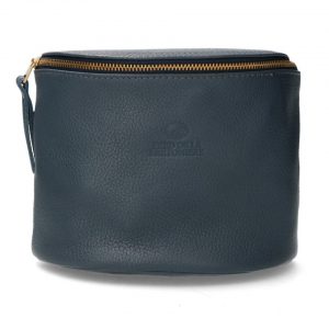 Fred de la Bretoniere Marianneke crossbodytas glad leer denim blauw