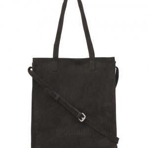 Shabbies Grote shopper geschuurd leer zwart