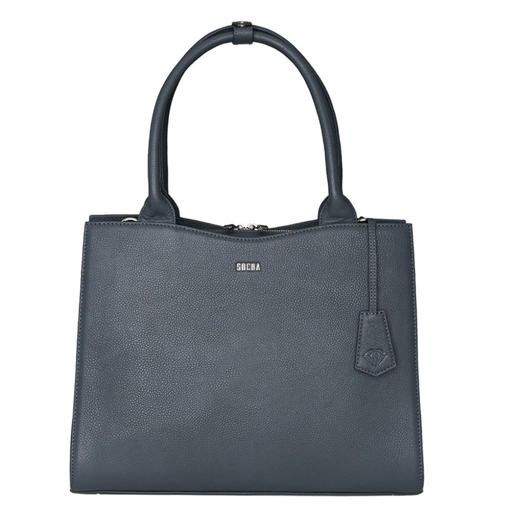 Socha Diamond Leather Businessbag 10-14" Grey Socha Diamond Leather Businessbag 10-14" Grey