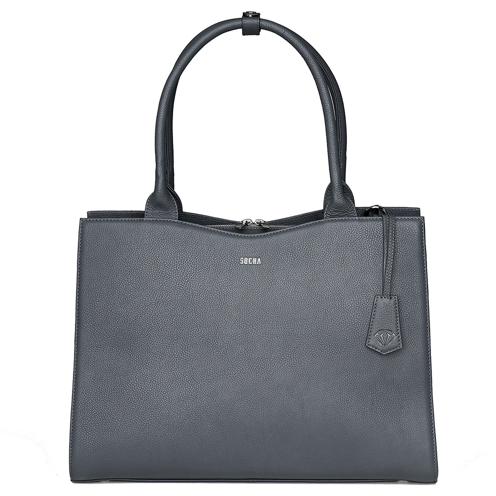 Socha Diamond Leather Businessbag 15.6" Grey Socha Diamond Leather Businessbag 15.6" Grey