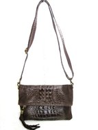 croco bruine leren clutch Thayna