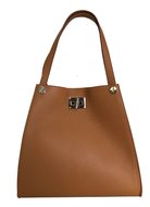 Cognac leren schoudertas Romee