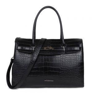 Wimona Sofia Schoudertas Croco Zwart