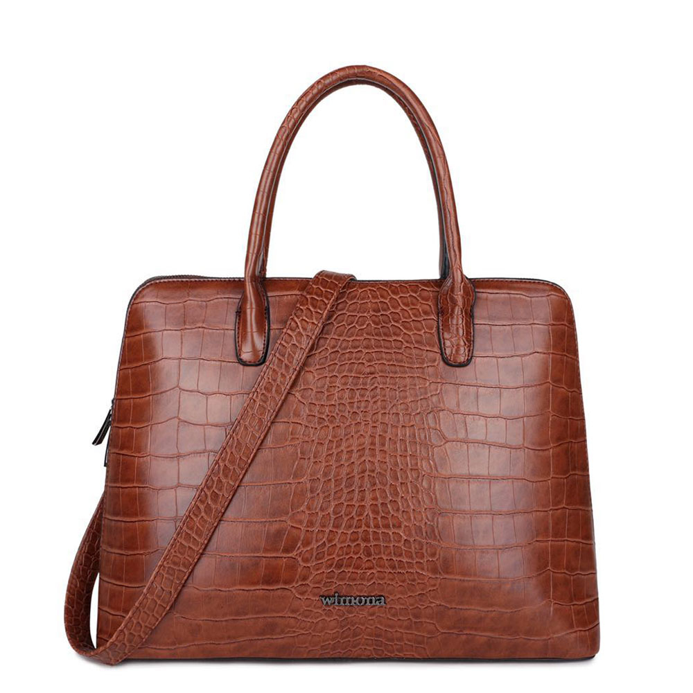 Wimona Luisa Schoudertas Croco Cognac Wimona Luisa Schoudertas Croco Cognac