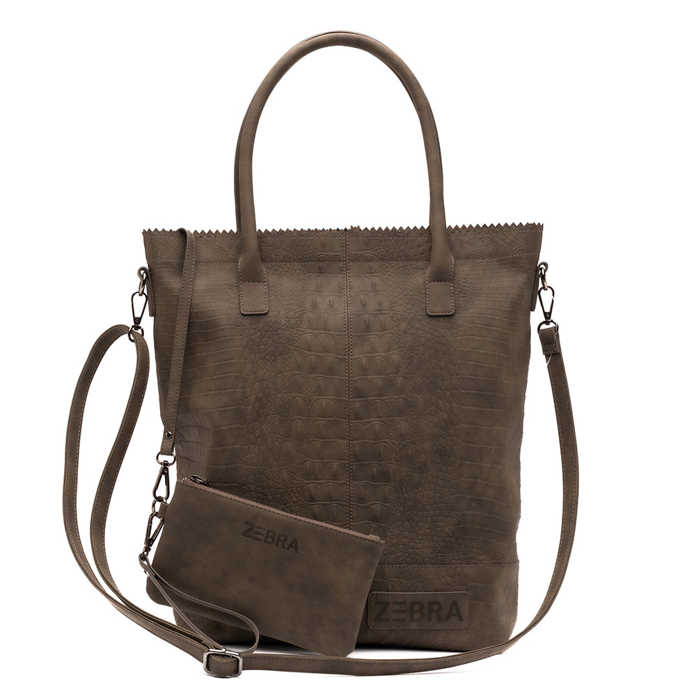 Zebra Trends Natural Bag Kartel Rits Croco Army Zebra Trends Natural Bag Kartel Rits Croco Army