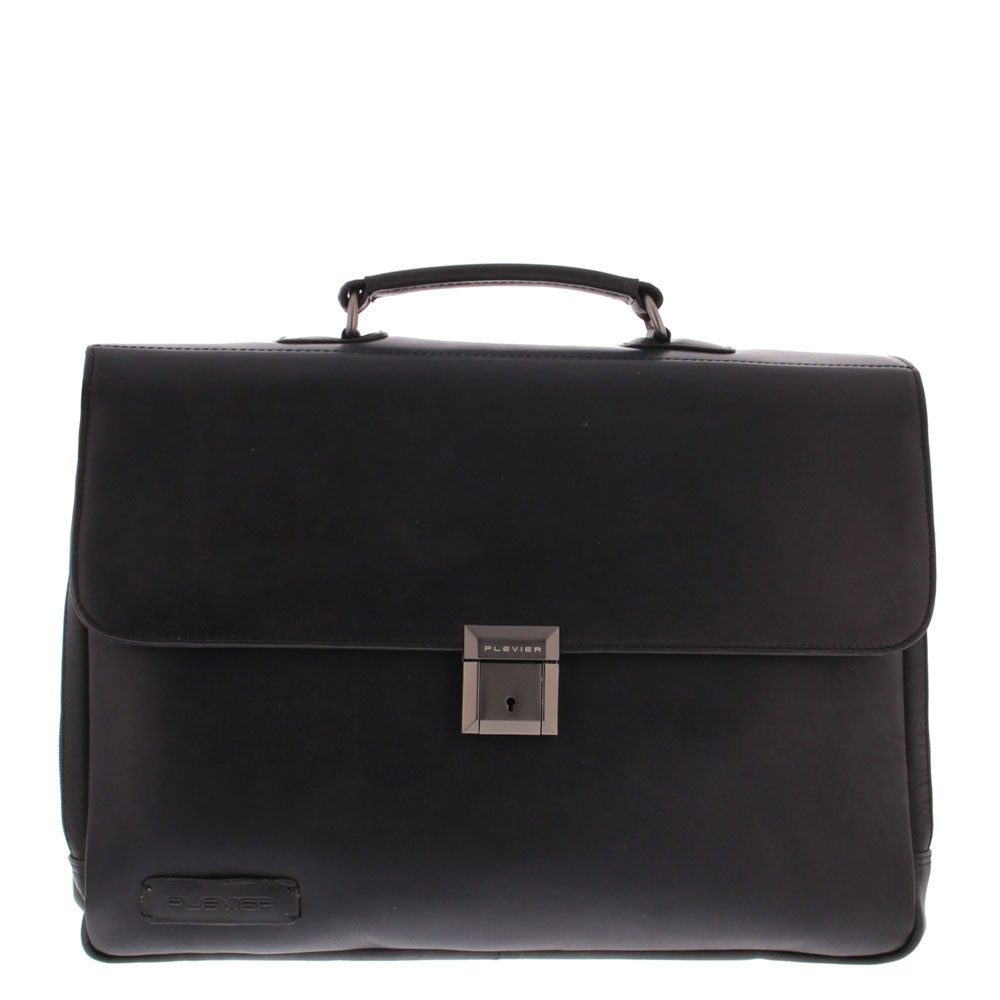 Plevier Morse Leren Aktentas 2-Vaks 15.6" Zwart Plevier Morse Leren Aktentas 2-Vaks 15.6" Zwart
