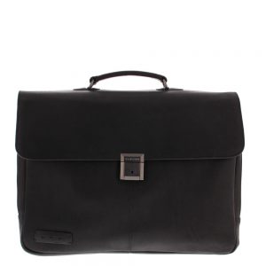 Plevier Decca Leren Aktentas 2-Vaks 17.3" Zwart