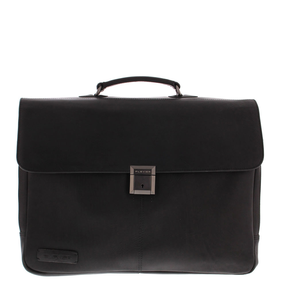 Plevier Decca Leren Aktentas 2-Vaks 17.3" Zwart Plevier Decca Leren Aktentas 2-Vaks 17.3" Zwart
