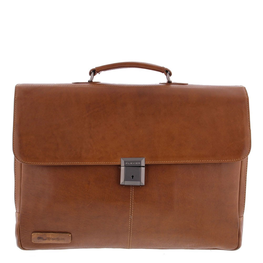 Plevier Decca Leren Aktentas 2-Vaks 17.3" Bruin Plevier Decca Leren Aktentas 2-Vaks 17.3" Bruin