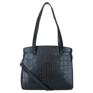 LouLou Essentiels Vintage Croco Silver Schoudertas Black
