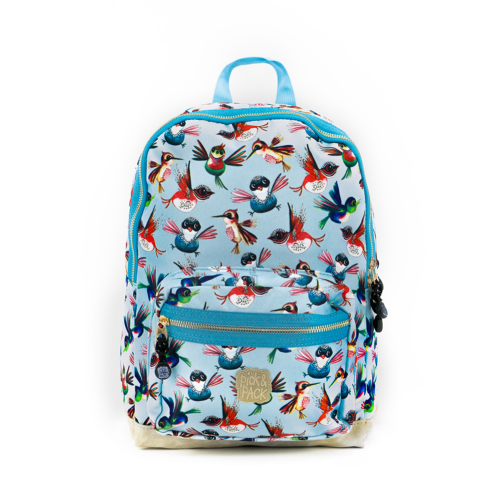 Pick & Pack Fun Rugzak M Birds Dusty Blue Pick & Pack Fun Rugzak M Birds Dusty Blue