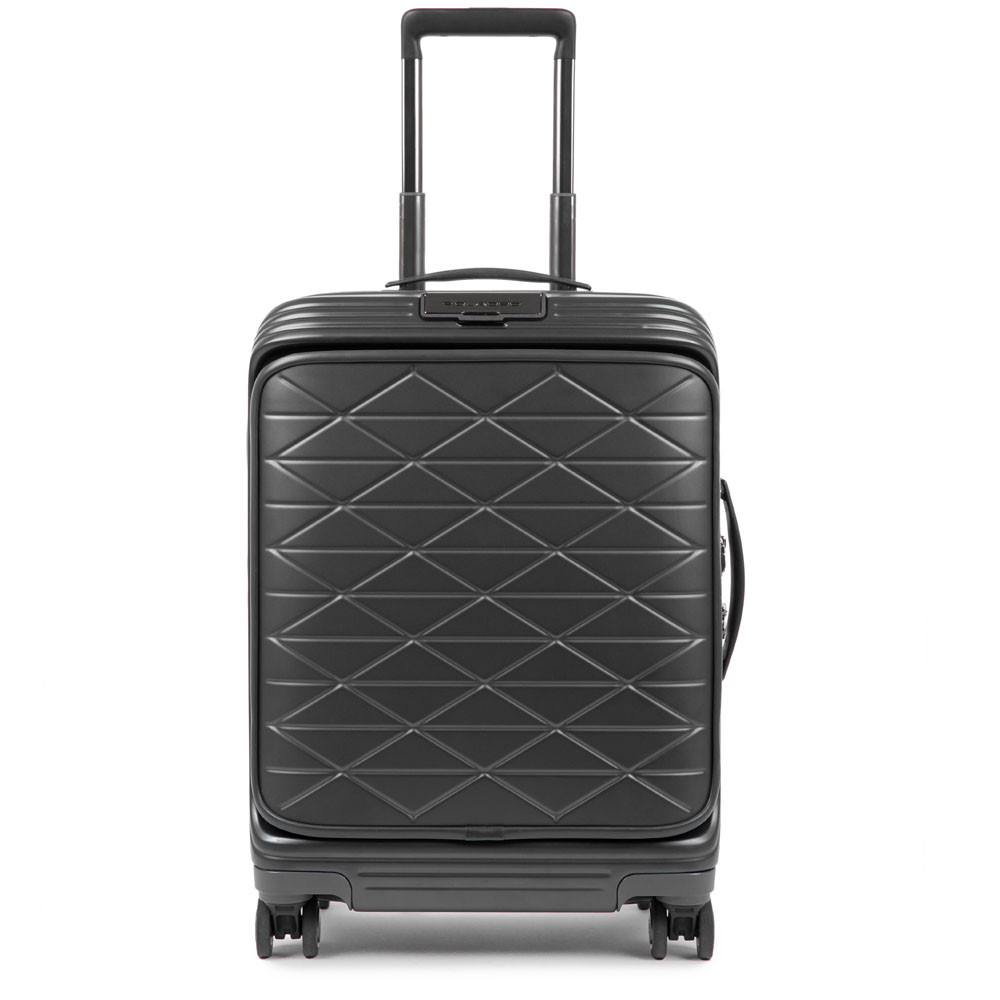 Piquadro PQ-BIZ Ultra Slim USB Cabin Expandable Spinner 55 Front Pocket Black Piquadro PQ-BIZ Ultra Slim USB Cabin Expandable Spinner 55 Front Pocket Black
