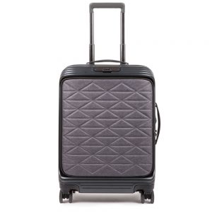 Piquadro PQ-BIZ USB Cabin Expandable Spinner 55 Soft Front Pocket Black / Grey
