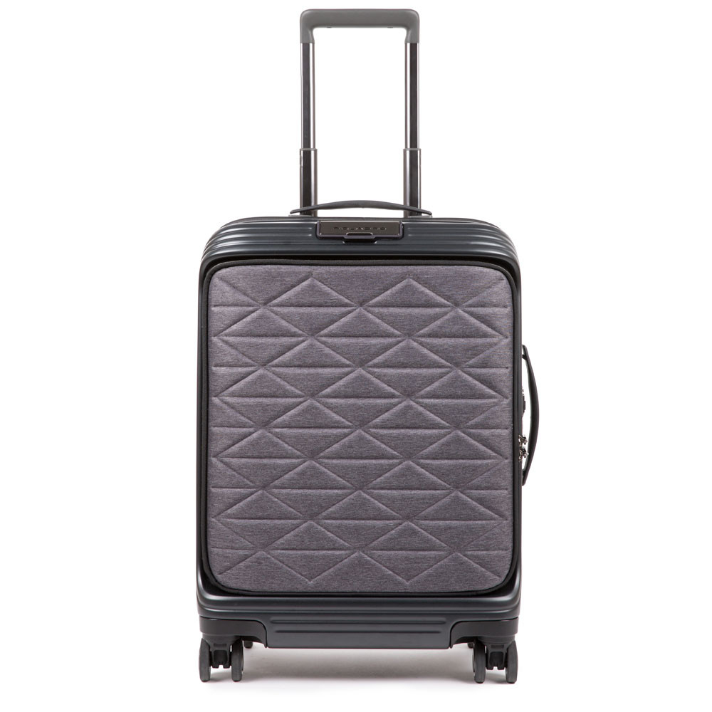 Piquadro PQ-BIZ USB Cabin Expandable Spinner 55 Soft Front Pocket Black / Grey Piquadro PQ-BIZ USB Cabin Expandable Spinner 55 Soft Front Pocket Black / Grey