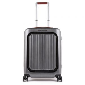 Piquadro Relyght Plus Cabin Spinner 55 Front Pocket Dark Grey / Tobacco