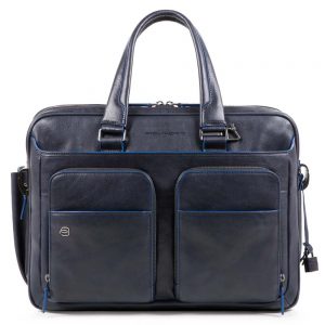 Piquadro Blue Square S Matte Expandable Computer 15" Briefcase Blue