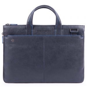 Piquadro Blue Square S Matte Expandable Slim Computer Bag 15.6" Blue