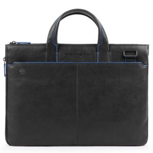 Piquadro Blue Square S Matte Expandable Slim Computer Bag 15.6" Black