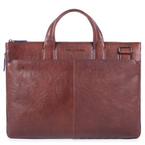 Piquadro Blue Square S Matte Expandable Slim Computer Bag 15.6" Dark Brown