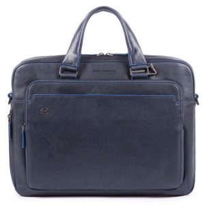 Piquadro Blue Square S Matte Portfolio Computer Briefcase Blue