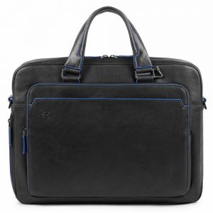 Piquadro Blue Square S Matte Portfolio Computer Briefcase Black