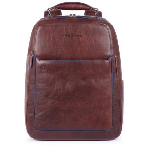 Piquadro Blue Square S Matte Fast Check Computer 15.6" Backpack Dark Brown