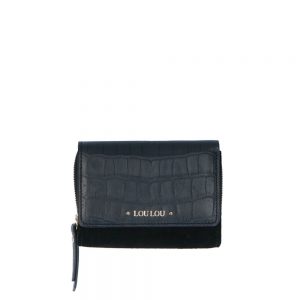 LouLou Essentiels Classy Croc Gold Wallet Small Black